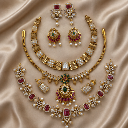Luxury Royal Kundan Jewellery Set – Statement Necklace, Earrings & Matching Jewellery Collection