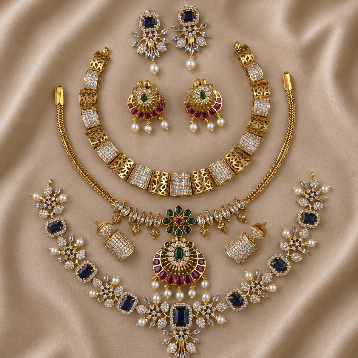 Luxury Royal Kundan Jewellery Set – Statement Necklace, Earrings & Matching Jewellery Collection