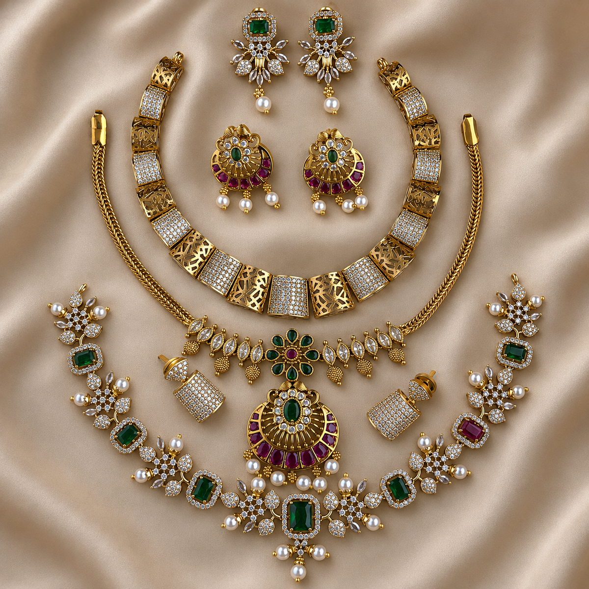 Luxury Royal Kundan Jewellery Set – Statement Necklace, Earrings & Matching Jewellery Collection