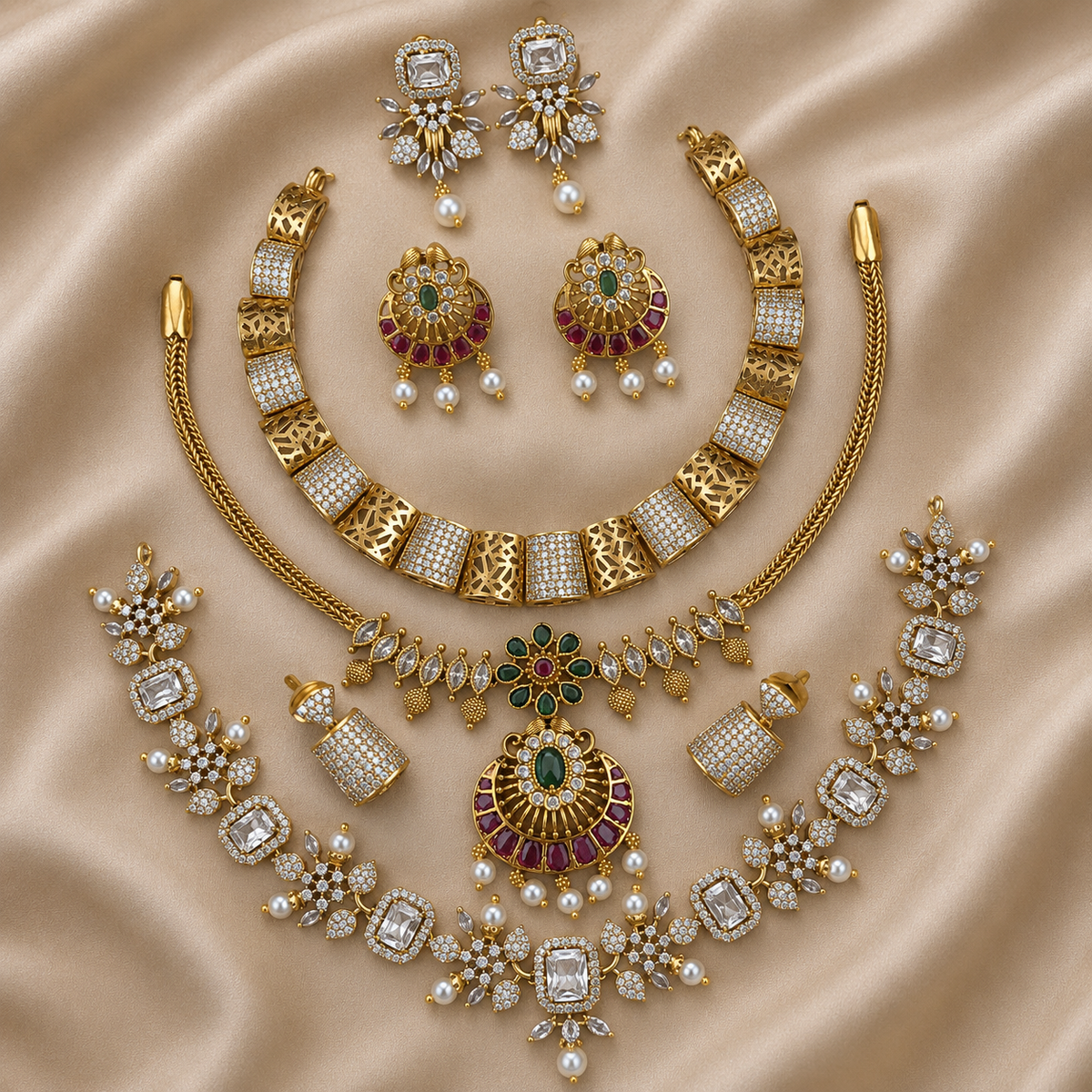 Luxury Royal Kundan Jewellery Set – Statement Necklace, Earrings & Matching Jewellery Collection