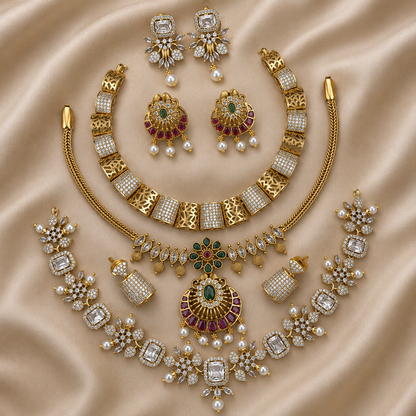 Luxury Royal Kundan Jewellery Set – Statement Necklace, Earrings & Matching Jewellery Collection