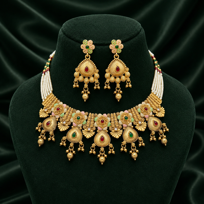 Royal Rajwadi Moti Necklace & Earrings Set | Ethnic Party Wear Jewellery
