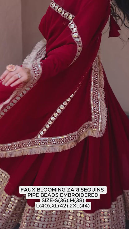 Premium Georgette Anarkali Suit Set | Embroidered 2 Piece Collection with Designer Dupatta | Festive, Wedding & Party Wear
