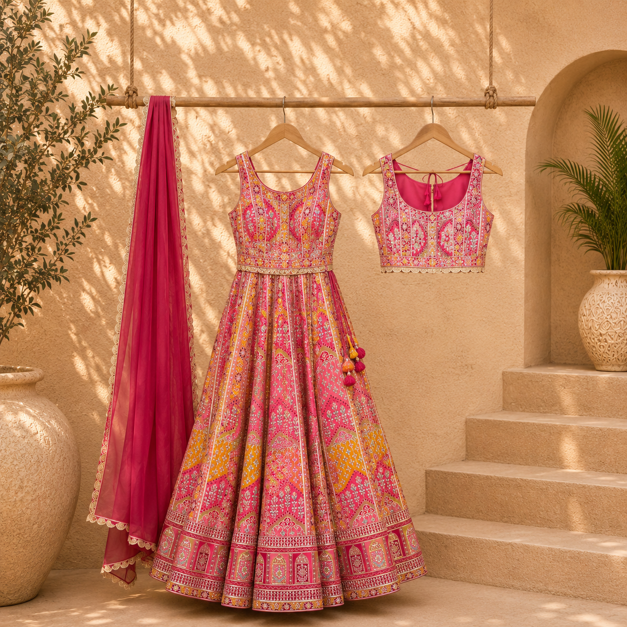 Premium Pure Jimmy Organza Silk Digital Printed Anarkali Gown with Dupatta