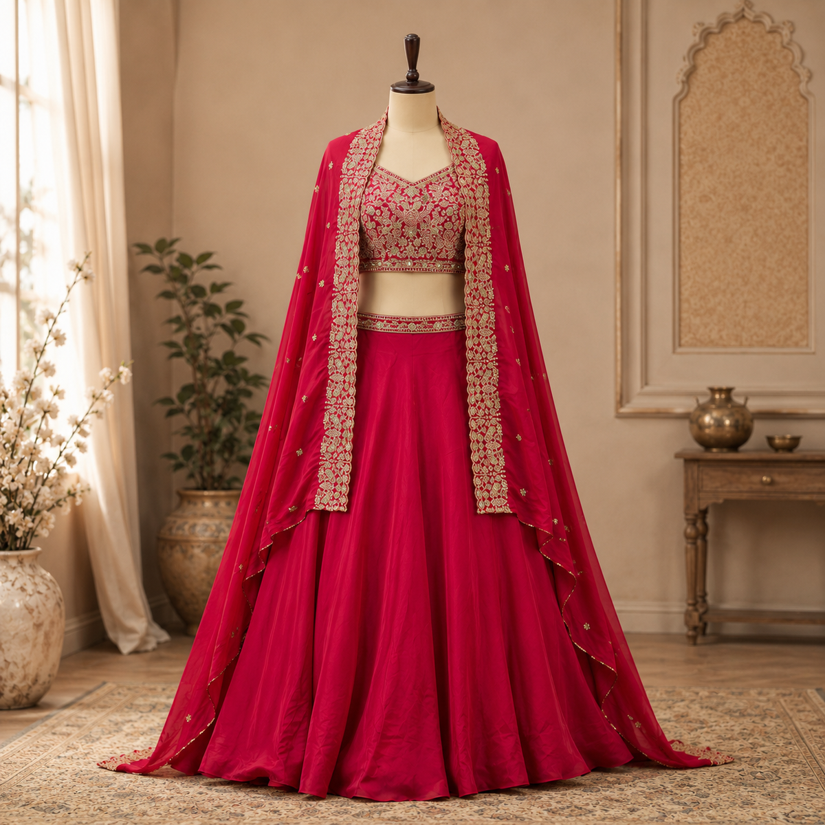 Premium Chinon Silk & Fendy Silk Embroidered Lehenga Set | Wedding & Festive Wear