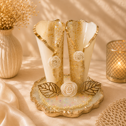 Luxury Handmade Resin Flower Vase Set (Set of 2) | Decorative Home & Office Décor