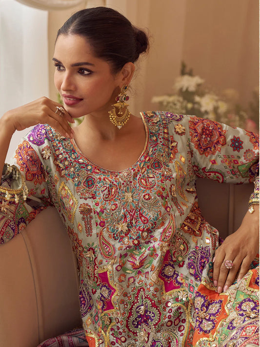 Premium Natural Crepe Silk Designer Palazzo Suit Set with Dupatta (Premium Collection)