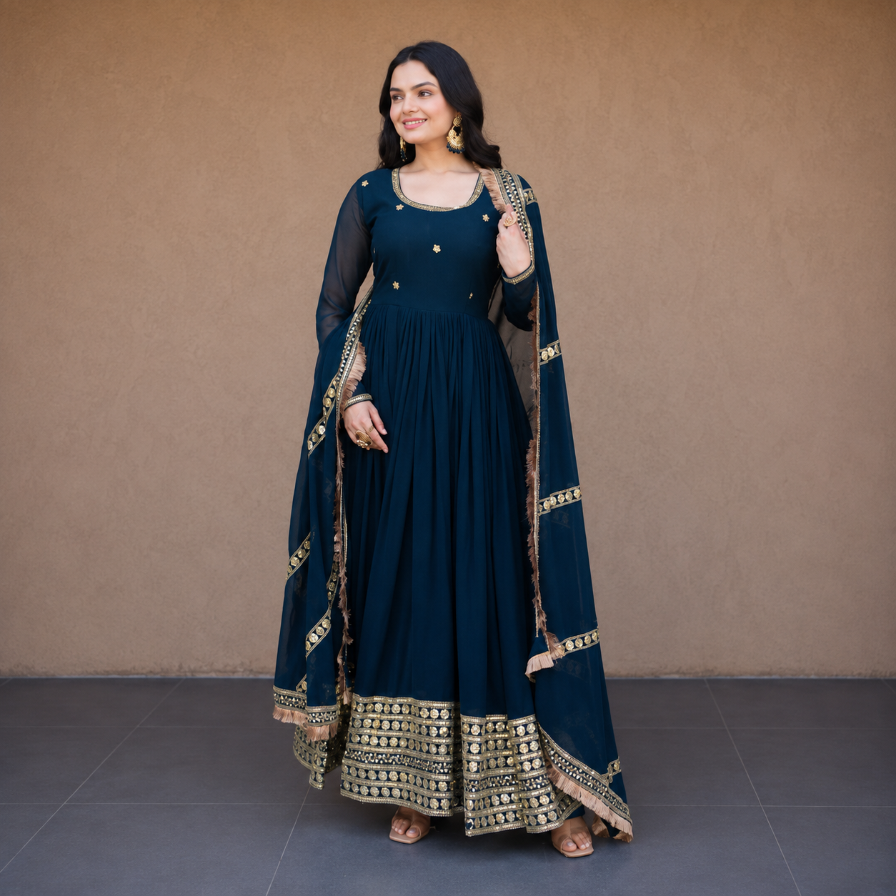 Premium Georgette Anarkali Suit Set | Embroidered 2 Piece Collection with Designer Dupatta | Festive, Wedding & Party Wear