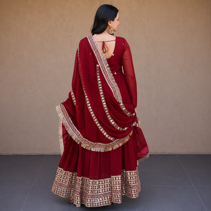 Premium Georgette Anarkali Suit Set | Embroidered 2 Piece Collection with Designer Dupatta | Festive, Wedding & Party Wear
