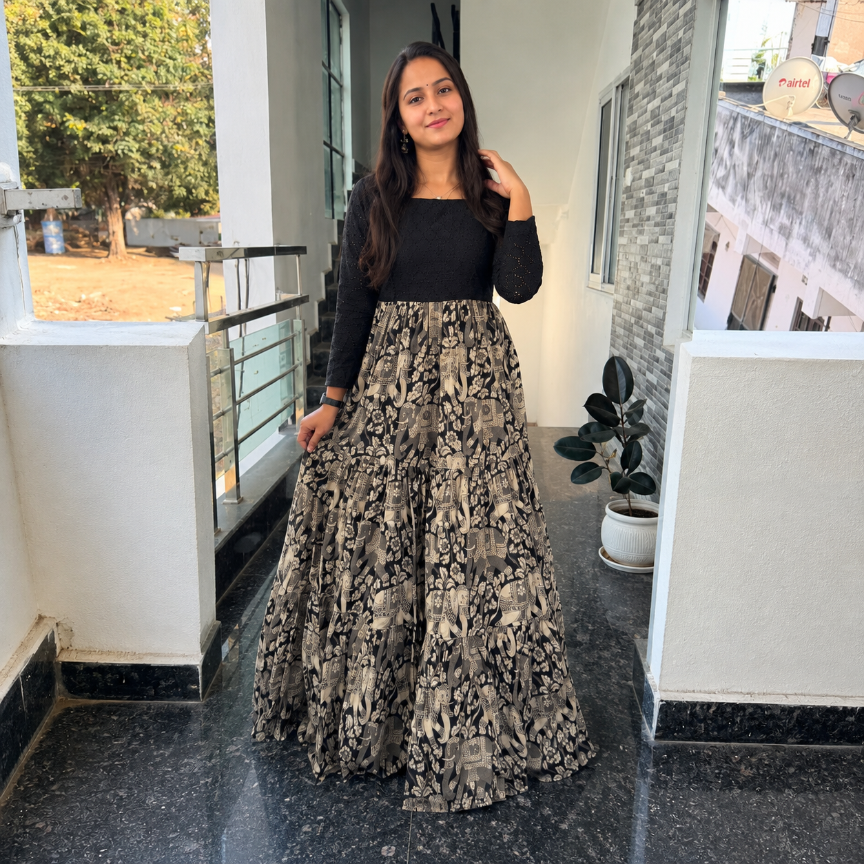 Women's Kalamkari Print Anarkali Gown | Hakuba & Soft Muslin Fabric | 4 Meter Flair | Ethnic Party & Festive Wear